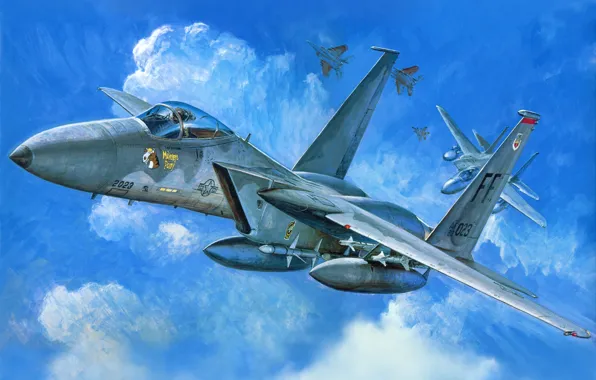Рисунок, истребитель, арт, F -15C