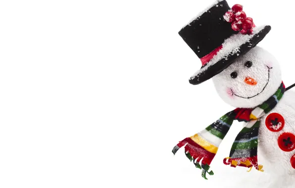 Картинка улыбка, шляпа, шарф, пуговицы, снеговик