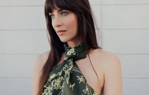 Взгляд, девушка, лицо, шатенка, Dakota Johnson