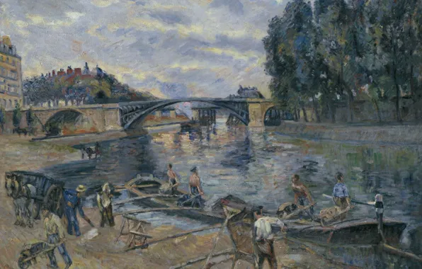 Река, картина, городской пейзаж, Арман Гийомен, Armand Guillaumin, Мост Сюлли. Париж