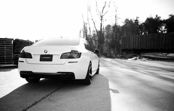 BMW, white, wheels, rear, F10, 5 Series, Vossen