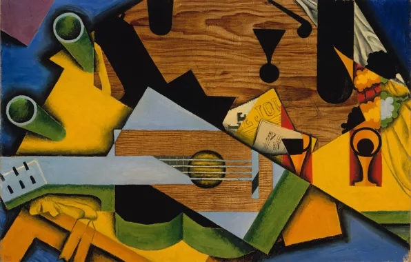 Картинка кубизм, 1913, Juan Gris, Натюрморт с гитарой