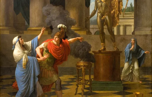 Картинка картина, мифология, Louis Jean Francois Lagrenee, Луи Жан-Франсуа Лагрене, Предсказания Оракула Аполлона Александру
