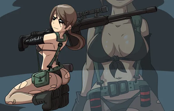 Попа, грудь, девушка, снайпер, sniper rifle, Metal Gear Solid V: The Phantom Pain, Quiet
