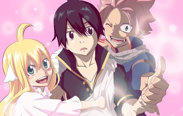 Трио, друзья, Fairy Tail, Нацу, Хвост феи, Зереф