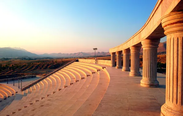 Sunset, view, romantic, steps, stage, relaxing, kurdistan, pillars
