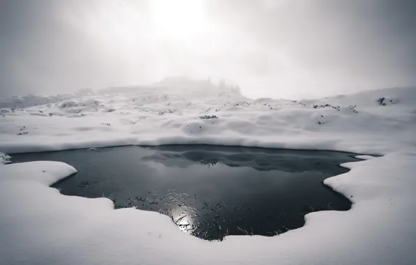 Картинка зима, туман, лёд
