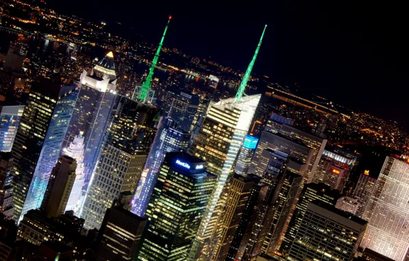 Картинка свет, ночь, city, город, окна, сша, небоскрёбы, new york