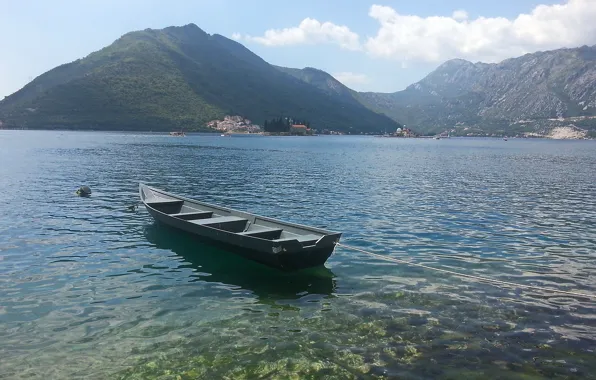 Море, горы, лодка, прирда, Черногория