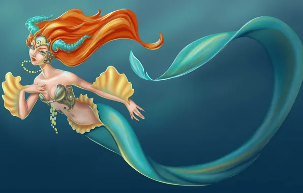 Девушка, океан, русалка, mermaid