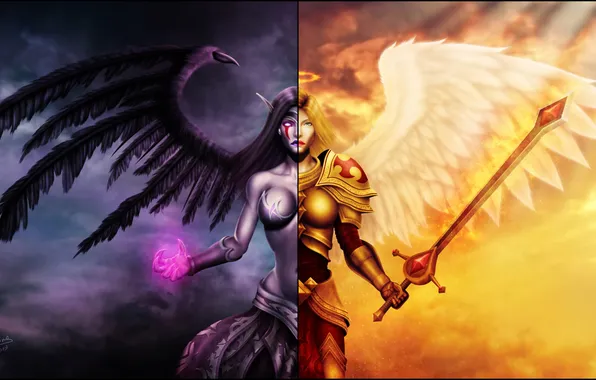 Магия, игра, арт, League of Legends, Kayle, Morgana