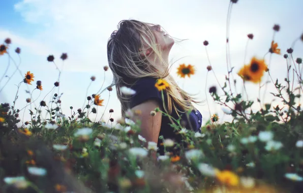 Картинка лето, девушка, цветы