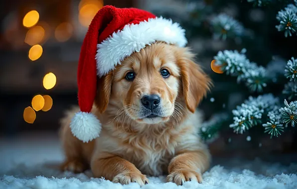 Украшения, собака, Рождество, щенок, Новый год, Christmas, puppy, dog