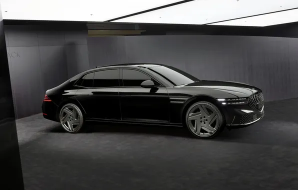 Картинка черный, седан, Black, Genesis, Genesis G90, 2024