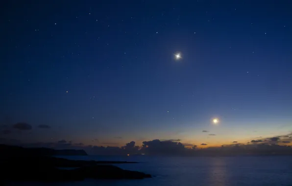 Картинка побережье, Луна, Венера, Donegal