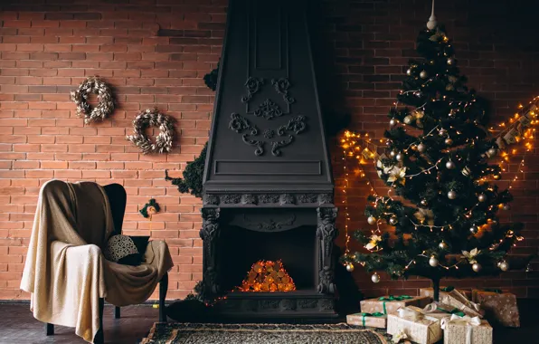 Картинка украшения, елка, интерьер, Рождество, подарки, Новый год, christmas, new year