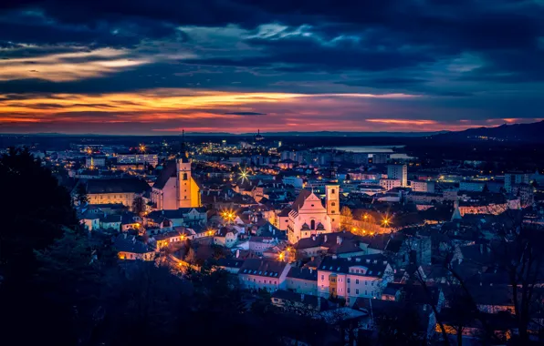 Картинка ночь, огни, Австрия, Wachau, Вахау