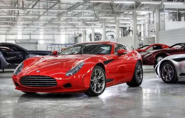 Красный, купе, спорткар, Zagato, AC 378 GT