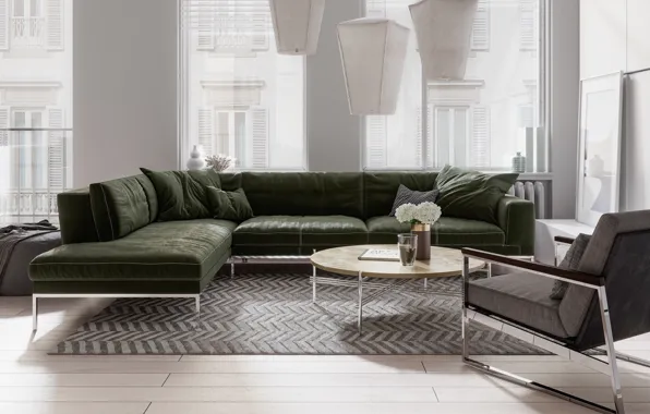 Дизайн, стиль, интерьер, софа, гостиная, Hard White Apartment, by ALIVE design