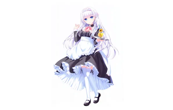 Girl, sexy, thighhighs, long hair, dress, legs, anime, blue eyes