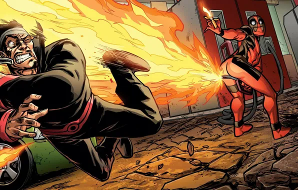 Огонь, зажигалка, fire, Deadpool, Marvel, Дэдпул, комикс, comics