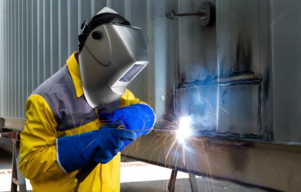 Картинка man, mask, protective equipment, welder