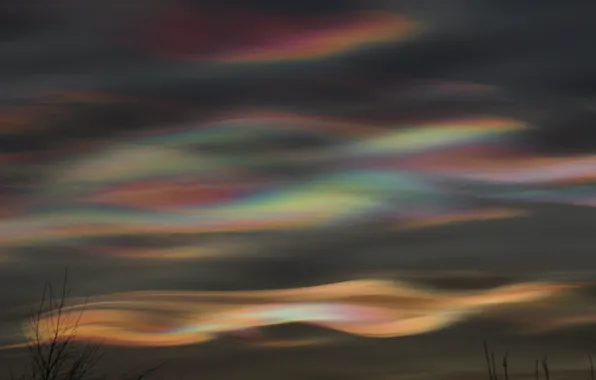Облака, Зима, Clouds, Winter, Перламутровые облака, Polar stratospheric cloud