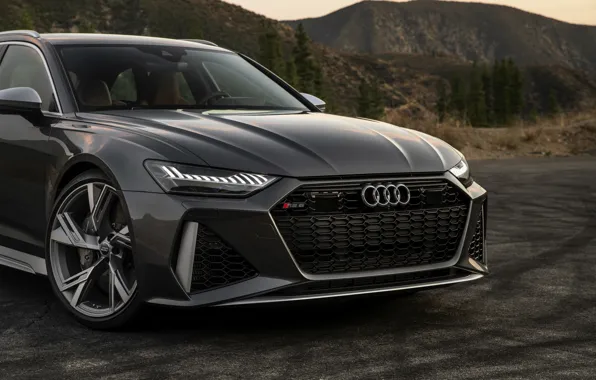 Картинка Audi, передняя часть, универсал, RS 6, 2020, 2019, тёмно-серый, V8 Twin-Turbo