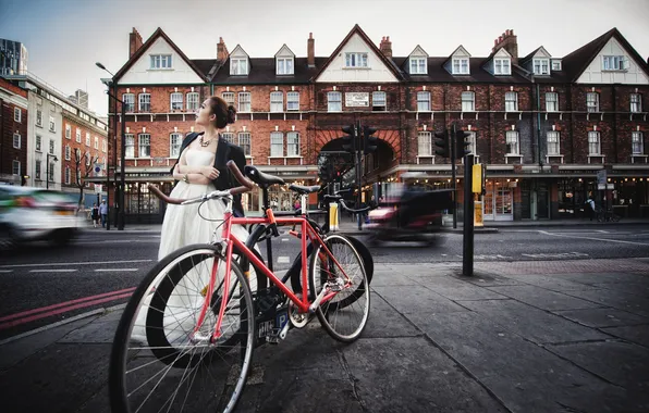 Картинка девушка, велосипед, улица