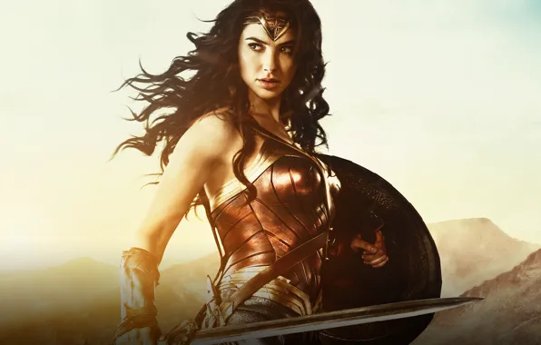 Картинка cinema, Wonder Woman, armor, movie, brunette, film, warrior, DC Comics