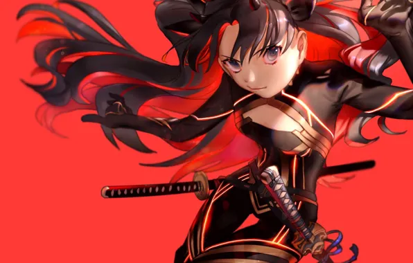 Девушка, катаны, Rin Tohsaka, Fate / Grand Order