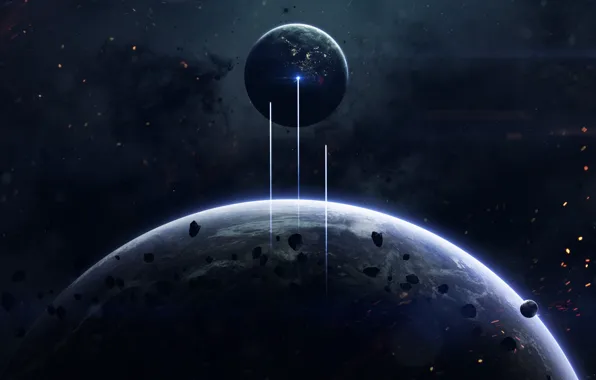 Планета, Космос, Планеты, Искры, Planets, Арт, Space, Art