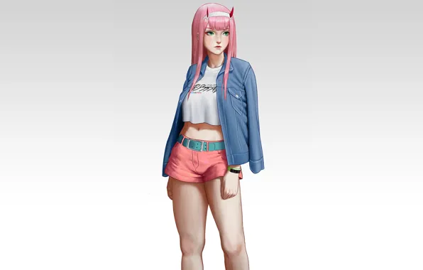 Девушка, фон, Darling In The Frankxx, Милый во Франксе