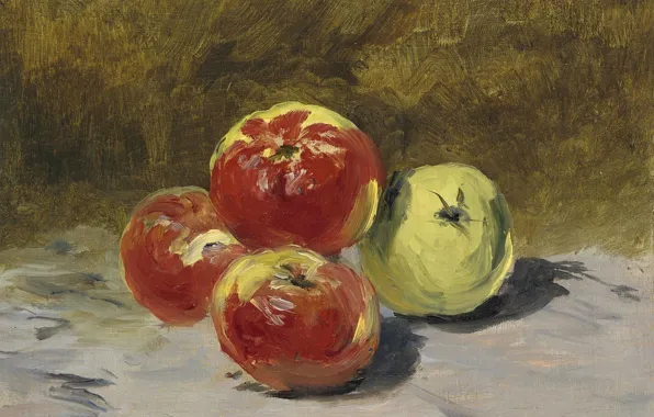 Картинка картина, фрукты, натюрморт, Эдуард Мане, Eduard Manet, Четыре Яблока
