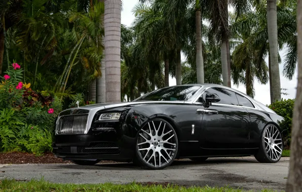 Картинка Rolls-Royce, wallpaper, black, Rolls Royce Wraith