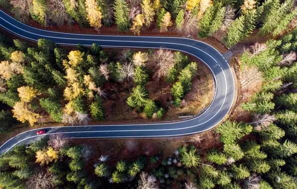 Landscape, route, curve, aerial view