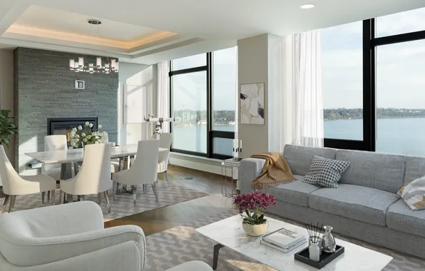 Дизайн, стиль, интерьер, гостиная, столовая, Minneapolis, Laguna, Luxury apartment