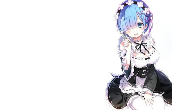 Kawaii, anime, maid, bishojo, seifuku, Rem, light novel, japonese