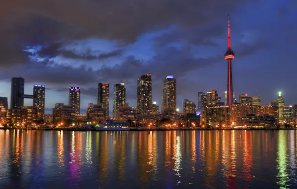 Lights, огни, отражение, Канада, Торонто, Canada, Toronto, reflection