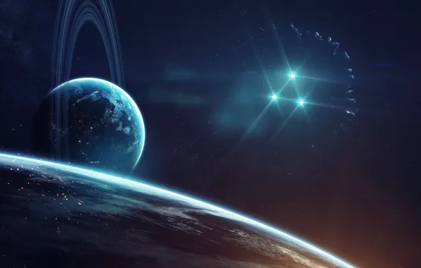 Звезды, Планета, Космос, Туманность, Планеты, Surface, Треугольник, Planets