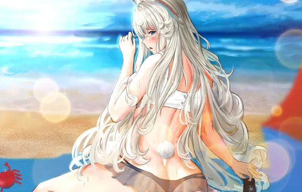 Пляж, лето, девушка, игра, Arknights, Poca
