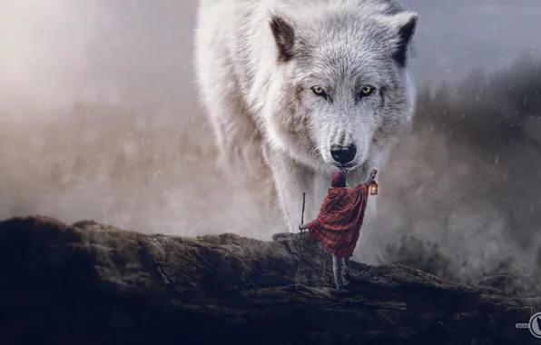 Картинка digital art, polar wolf, sciencie fiction adventures, wolf wallpaper