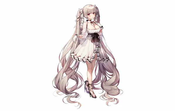Girl, sexy, cleavage, long hair, dress, boobs, anime, beautiful