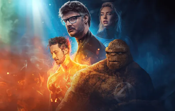 Постер, комикс, Фантастическая четвёрка, MARVEL, Fantastic Four, Pedro Pascal, Педро Паскаль, Ванесса Кирби