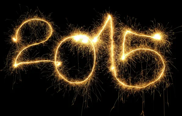 Картинка Новый Год, golden, New Year, fireworks, Happy, 2015