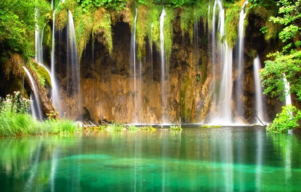 Тропики, пруд, водопад, зеркальный, laguna, Waterfall