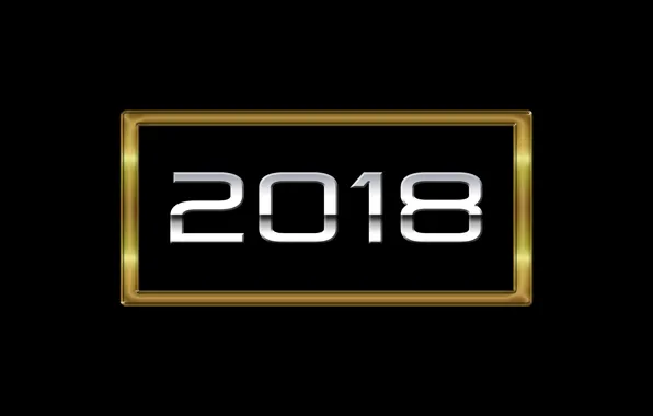 Рендеринг, золото, новый год, чёрное, Рождество, цифры, 2018