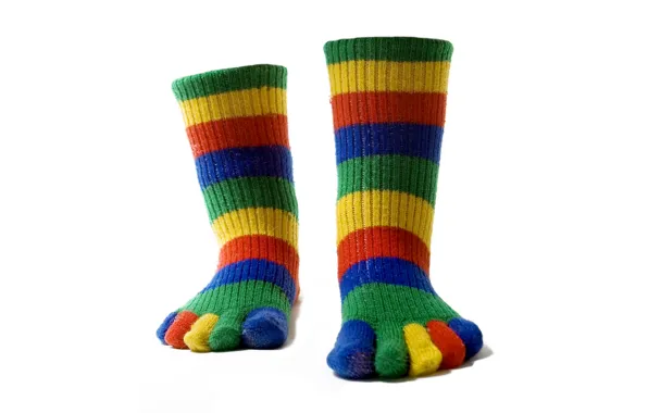 Картинка цвета, полоски, ноги, носки, пальцы, разноцветные, тёплые