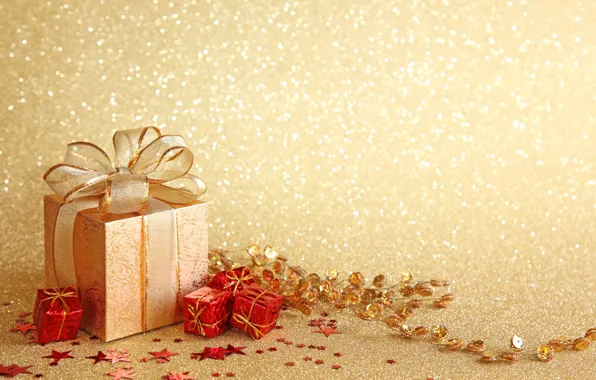 Ленты, коробка, подарок, Новый Год, Рождество, декорации, Christmas, New Year
