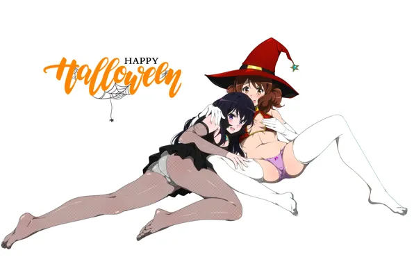 Girl, sexy, lingerie, bra, cleavage, halloween, panties, thighhighs